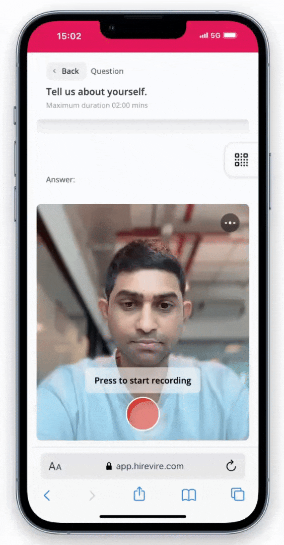 Mobile devices showing candidate recording interface